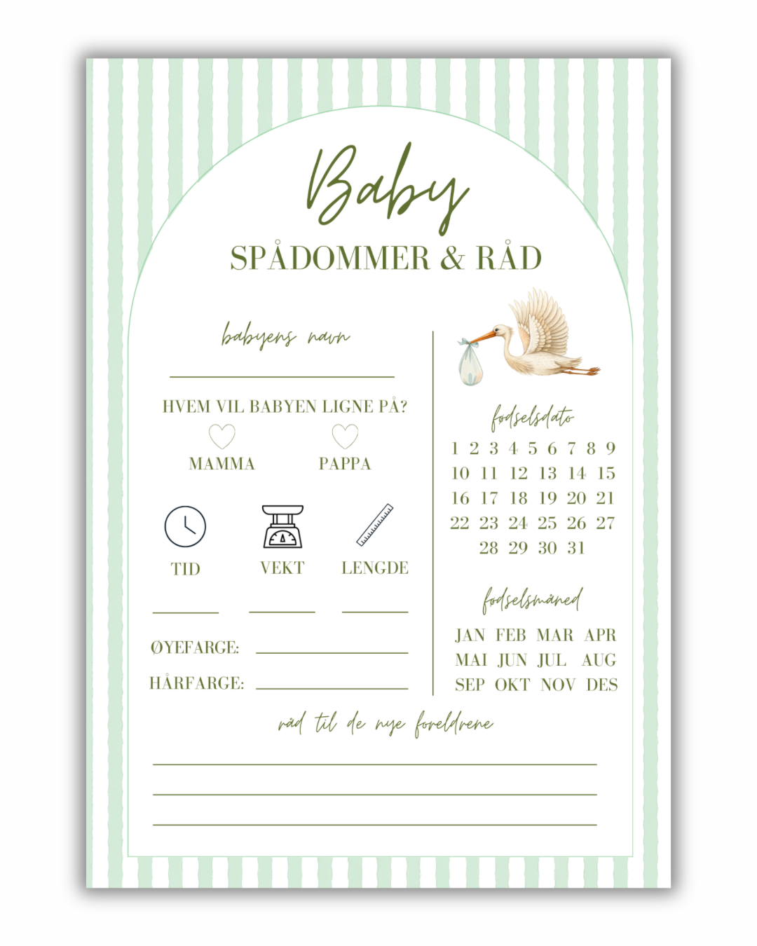 Spådomsark til babyshower