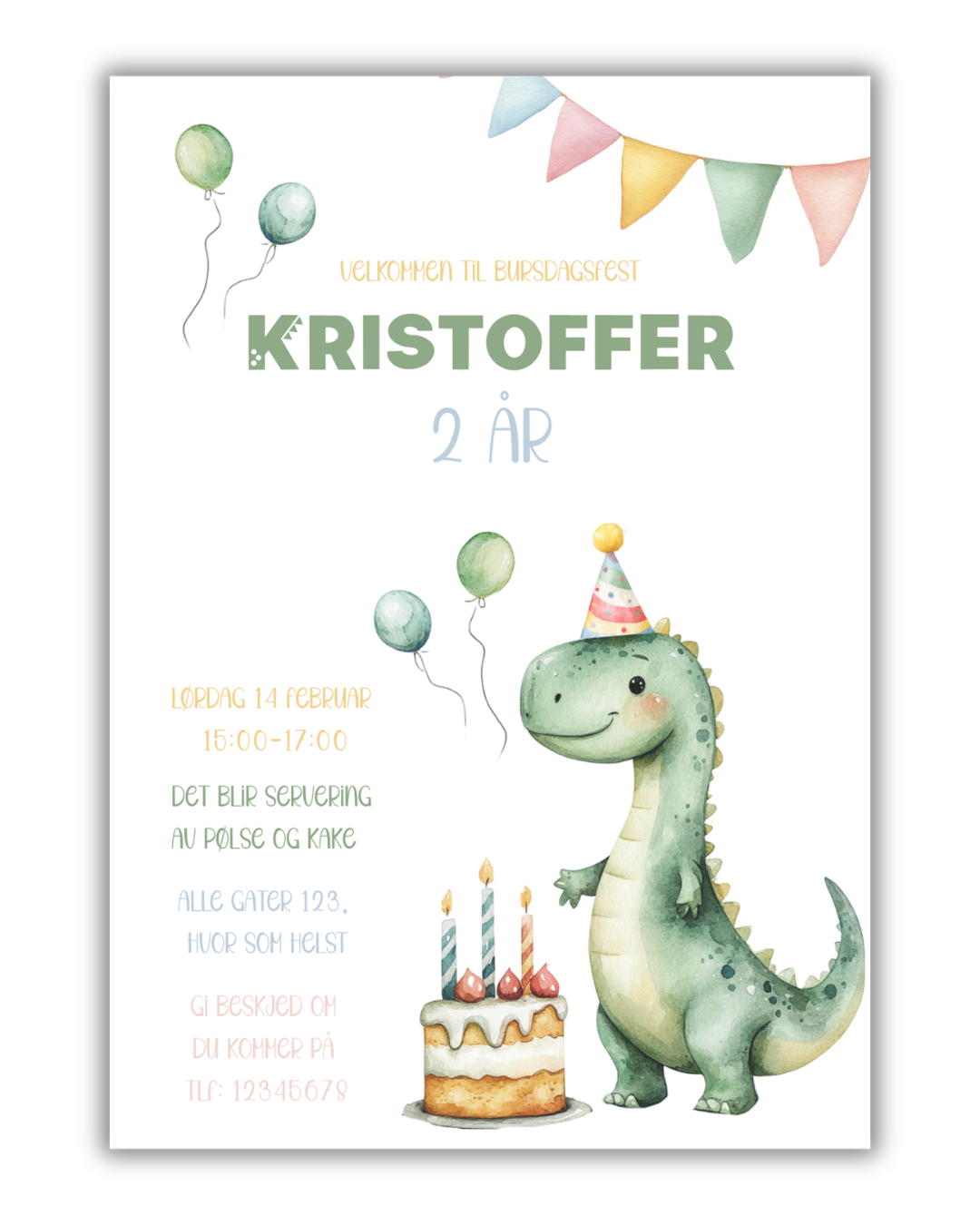 Dinosaur bursdagsinvitasjon