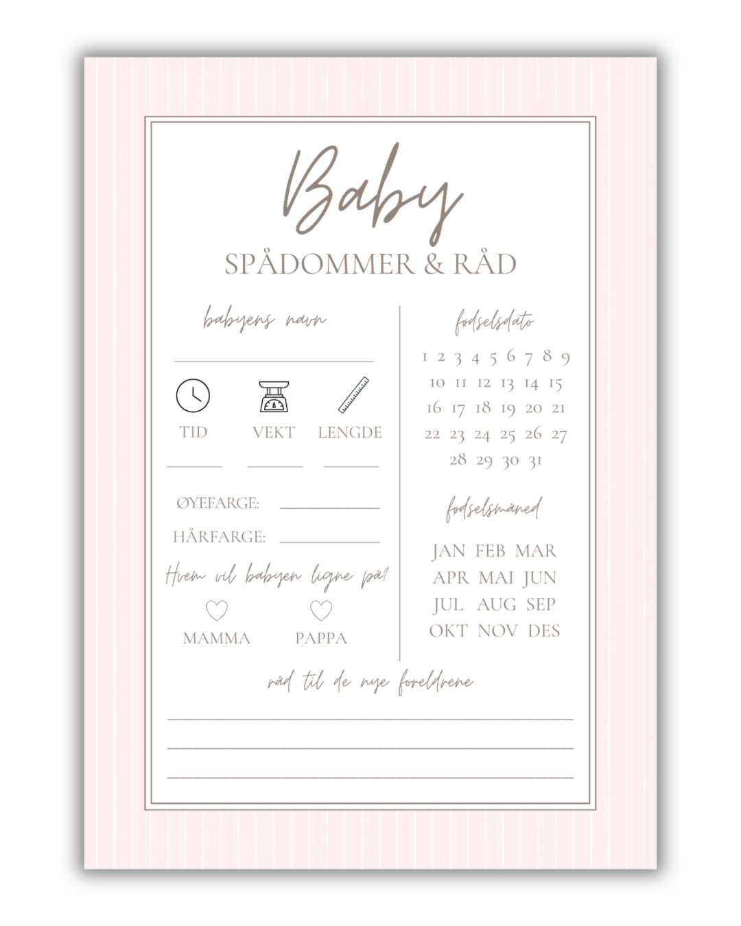 Spådomsark til babyshower