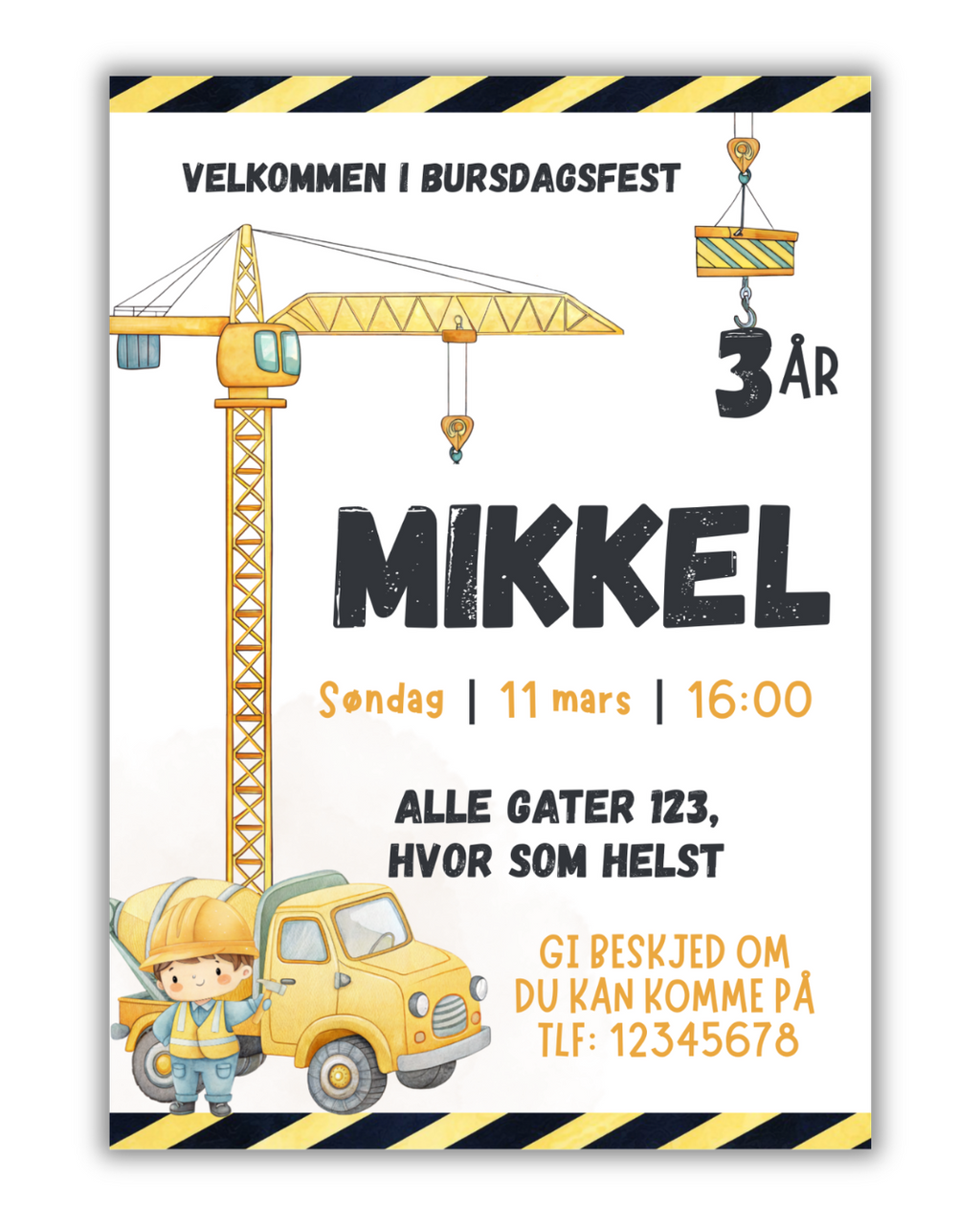 Kjøretøy bursdagsinvitasjon