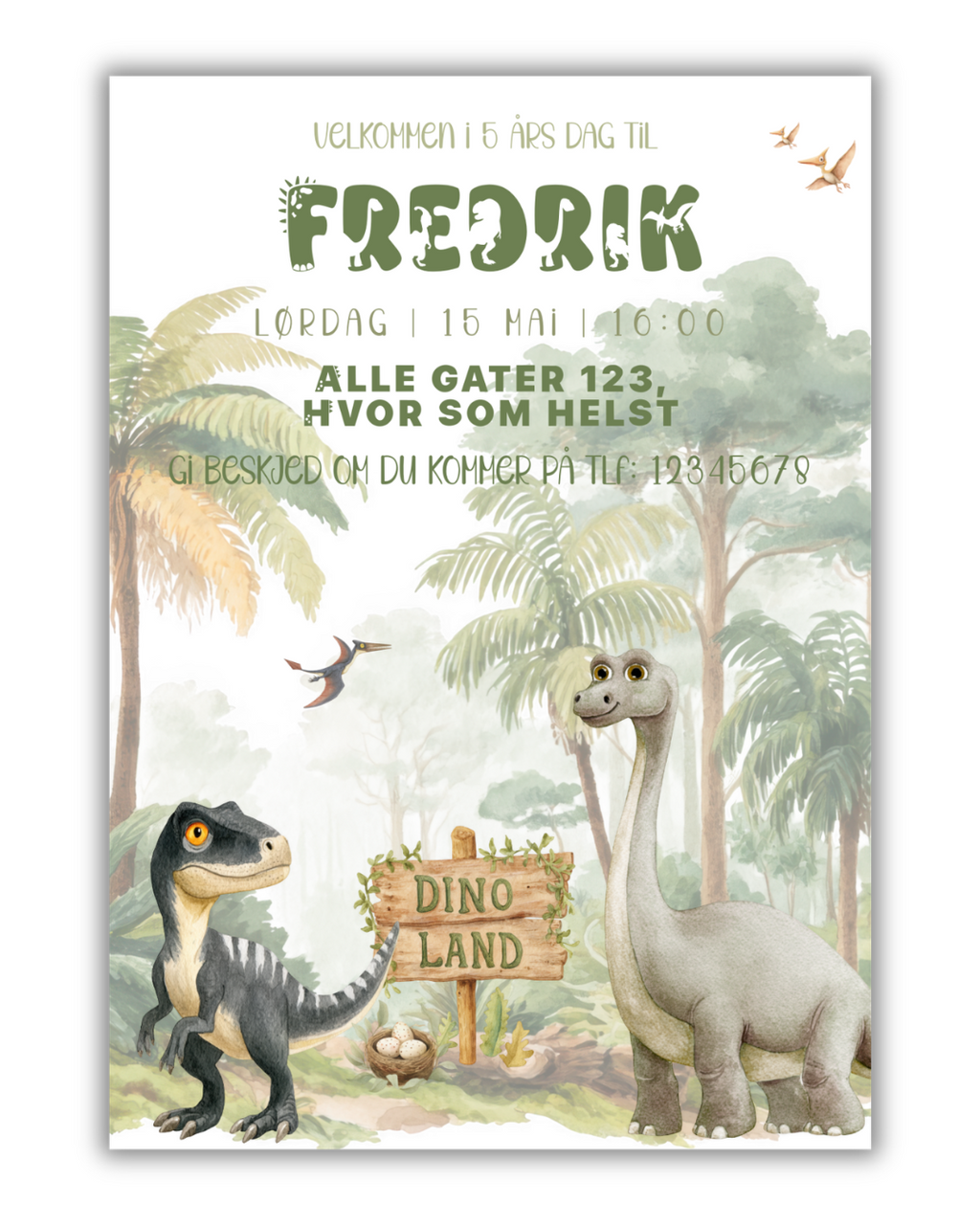Dinosaur bursdagsinvitasjon